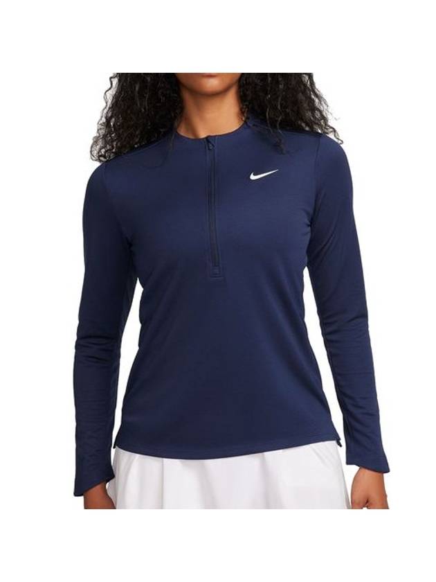 Women's Dri Fit UV Advantage Half Zip Long-Sleeve T-Shirt Navy - NIKE - BALAAN 2