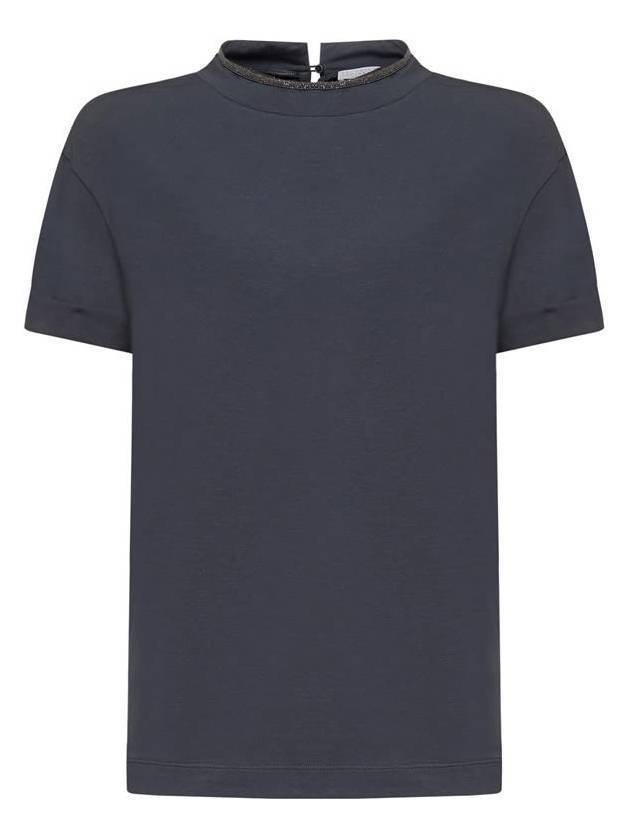 Round neck short sleeve t shirt blue - BRUNELLO CUCINELLI - BALAAN 1