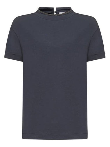 Round neck short sleeve t shirt blue - BRUNELLO CUCINELLI - BALAAN 1