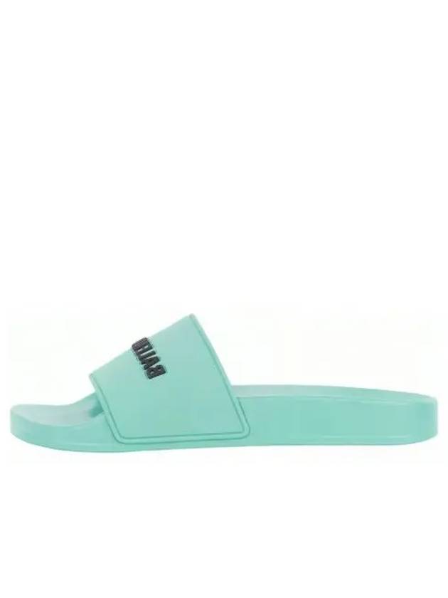 Women's Pool Emboss Logo Band Slippers Mint - BALENCIAGA - BALAAN 2