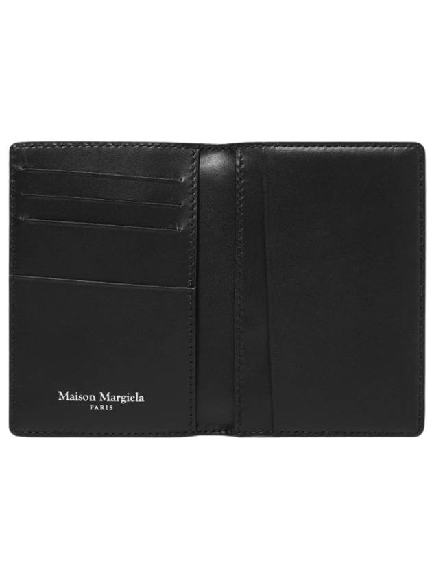 Stitched Bi-Fold Leather Card Wallet Black - MAISON MARGIELA - BALAAN 4