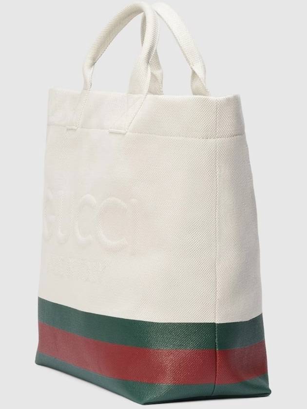 Embossed Detail Fabric Canvas Tote Bag White - GUCCI - BALAAN 6