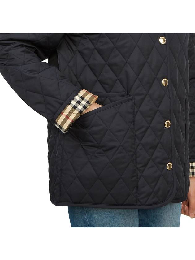 Corduroy Collar Quilted Jacket Navy - BURBERRY - BALAAN 8