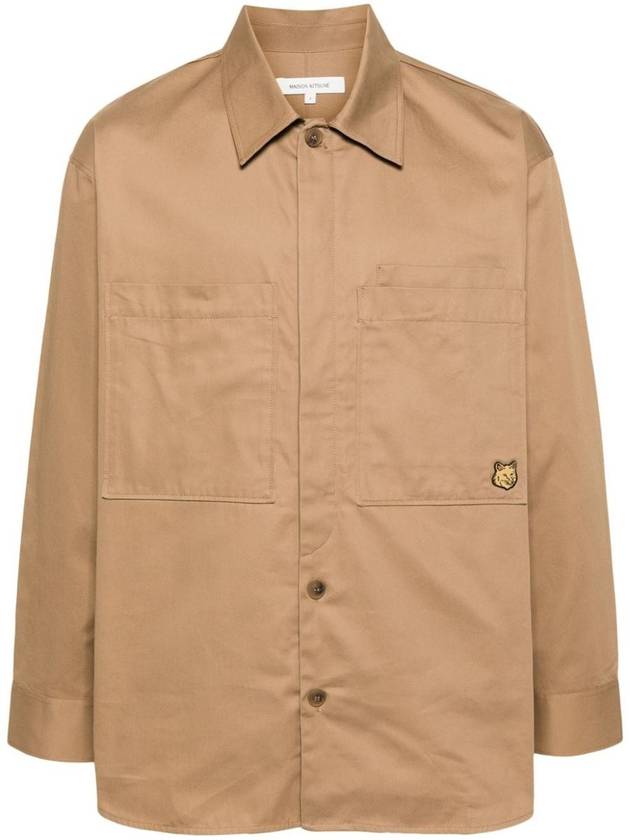 Maison Kitsuné Overshirt With Tonal Fox Head Patch In Cotton Gaba Clothing - MAISON KITSUNE - BALAAN 1