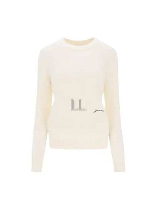 Alpaca Wool Blend Knit Top White - GANNI - BALAAN 2