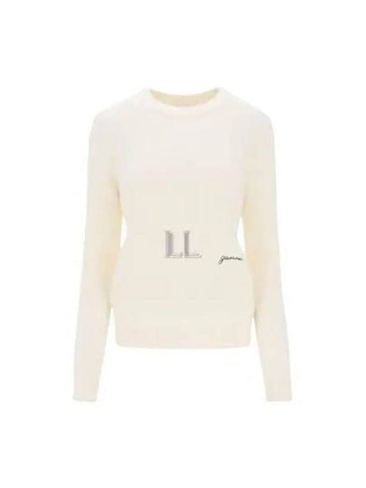 Alpaca Wool Blend Knit Top White - GANNI - BALAAN 2