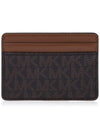 Jet Set Logo Plaque Card Wallet Brown - MICHAEL KORS - BALAAN 4