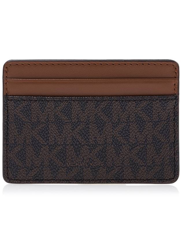 Jet Set Logo Plaque Card Wallet Brown - MICHAEL KORS - BALAAN 4