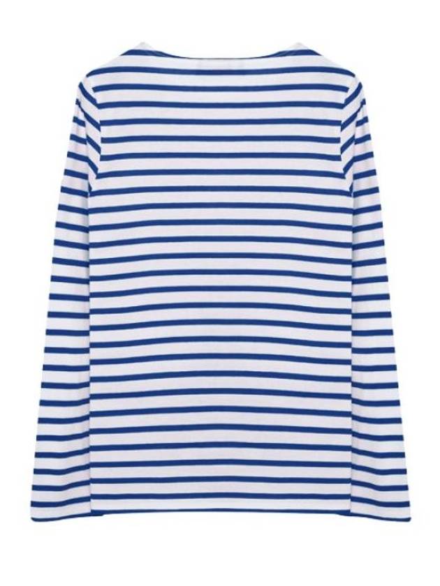 Minquiers Modern Stripe Long Sleeve T-Shirt White Blue - SAINT JAMES - BALAAN 3