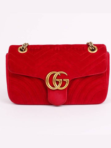 GG Marmont suede small chain bag 443497 - GUCCI - BALAAN 1