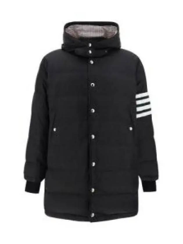 Men's 4 Bar Button Down Hooded Padding Black - THOM BROWNE - BALAAN 2