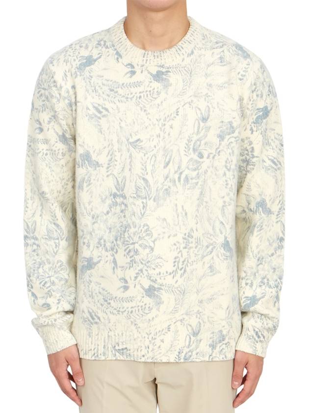 Toile De Jouy Pattern Round Neck Knit Top Heritage White - GOLDEN GOOSE - BALAAN 4