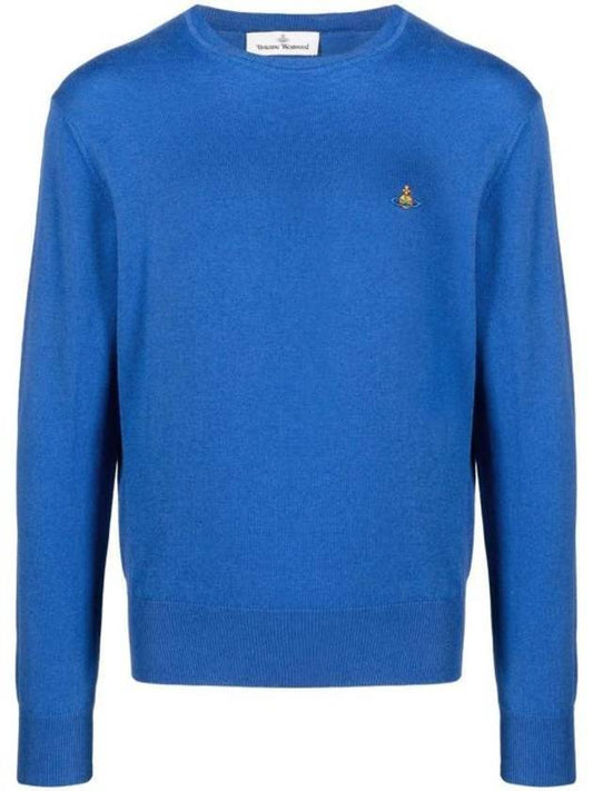 ORB embroidered crew neck knit top blue - VIVIENNE WESTWOOD - BALAAN 1