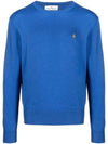 ORB Embroidered Crew Neck Knit Top Blue - VIVIENNE WESTWOOD - BALAAN 1