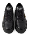 Downtown Bold Leather Low Top Sneakers Black - PRADA - BALAAN 3