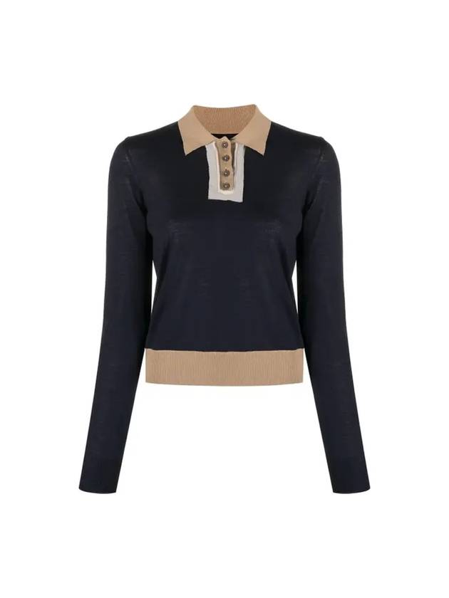 Women's Wool Collar Knit Top Navy - MAISON MARGIELA - BALAAN.