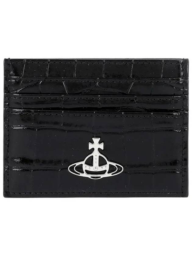 Logo Plaque Crocodile Card Wallet Black - VIVIENNE WESTWOOD - BALAAN 2