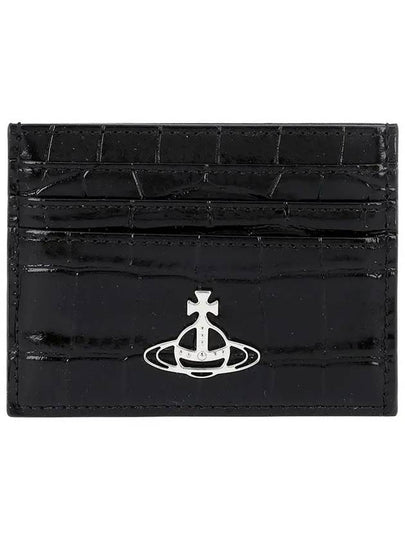 Logo Plaque Crocodile Card Wallet Black - VIVIENNE WESTWOOD - BALAAN 2