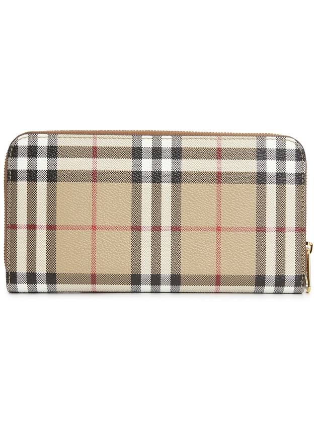 Check Leather Ziparound Long Wallet Beige - BURBERRY - BALAAN 3