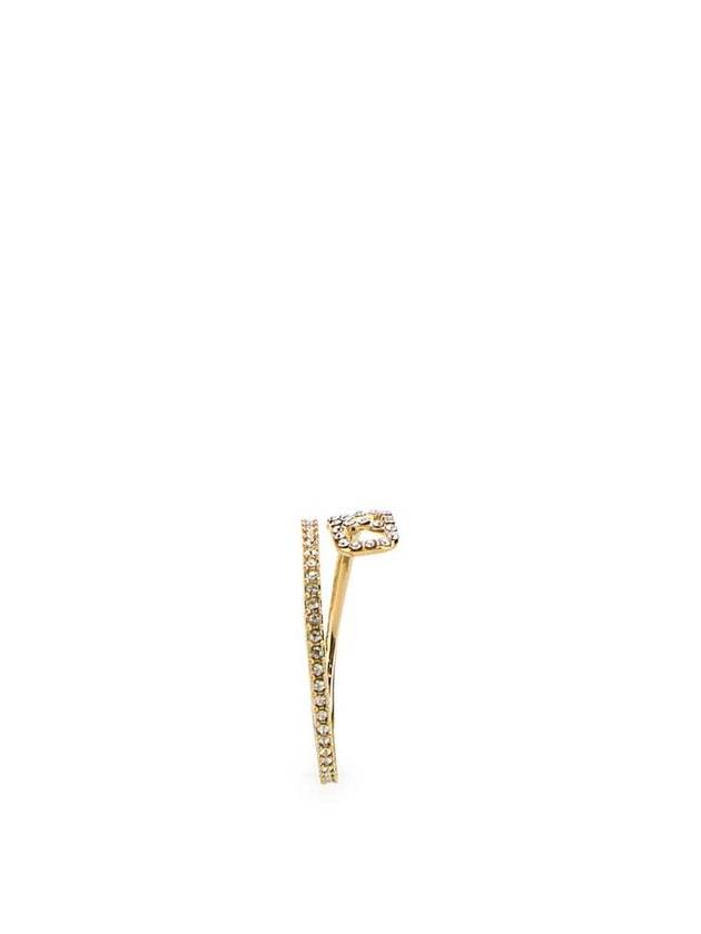 V Logo Metal Swarovski Crystal Ring Gold - VALENTINO - BALAAN 5