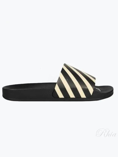 Diag Stripe Print Slippers Black Beige - OFF WHITE - BALAAN 2