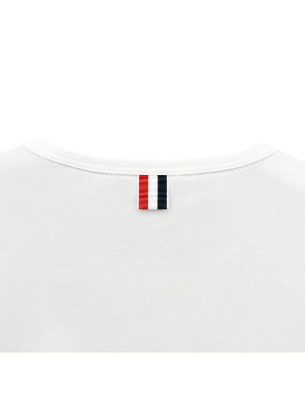 Men's Medium Weight Jersey Tipped Pocket Crewneck Short Sleeve T-Shirt White - THOM BROWNE - BALAAN 6