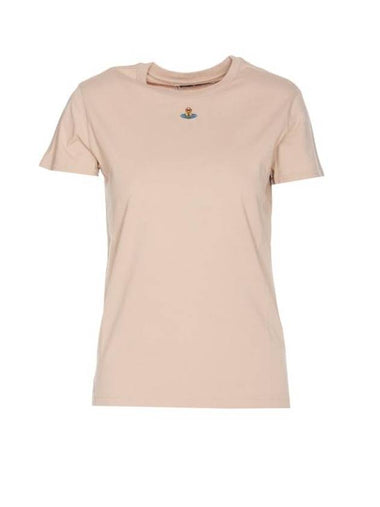 Embroided ORB Peru Short Sleeve T-Shirt Beige - VIVIENNE WESTWOOD - BALAAN 1