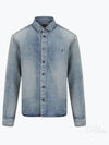 Men's Cassandre Logo Denim Long Sleeve Shirt Blue - SAINT LAURENT - BALAAN 2