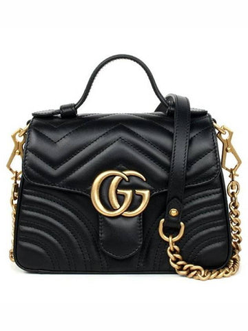 GG Marmont Mini Top Handle Tote Bag Black - GUCCI - BALAAN 1