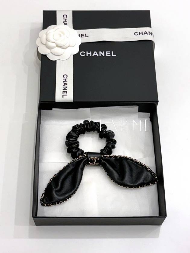 CC logo tripe leather ribbon women s hair band choushu AA8258 - CHANEL - BALAAN 1