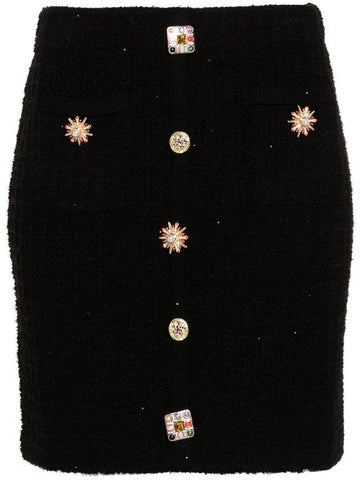 Self-Portrait Black Jewel Button Knit Mini Skirt Clothing - SELF PORTRAIT - BALAAN 1