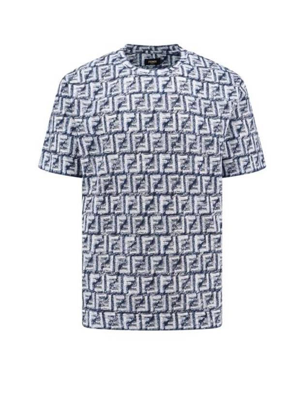 FF Cotton Short Sleeve T-Shirt Blue - FENDI - BALAAN 1