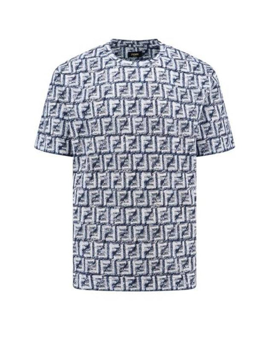 FF Cotton Short Sleeve T-Shirt Blue - FENDI - BALAAN 1