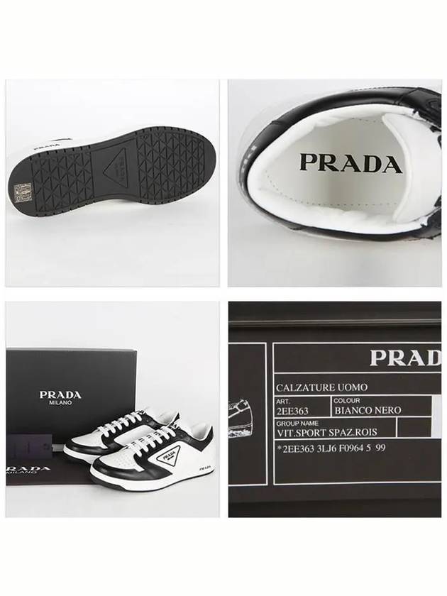 District Triangle Logo Leather Low Top Sneakers White Black - PRADA - BALAAN 5