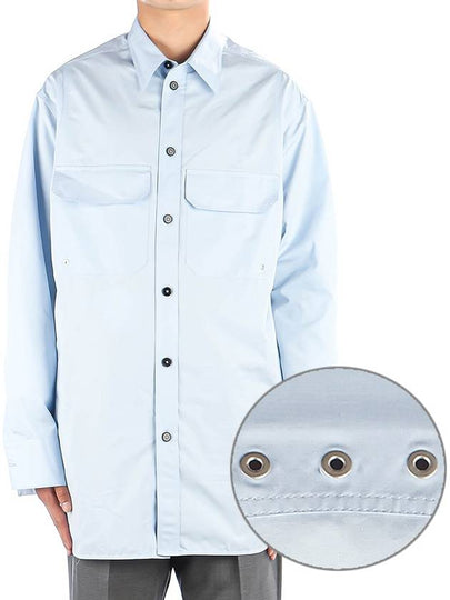 Men's Flap Pocket Oversized Cotton Long Sleeve Shirt Blue - JIL SANDER - BALAAN 2