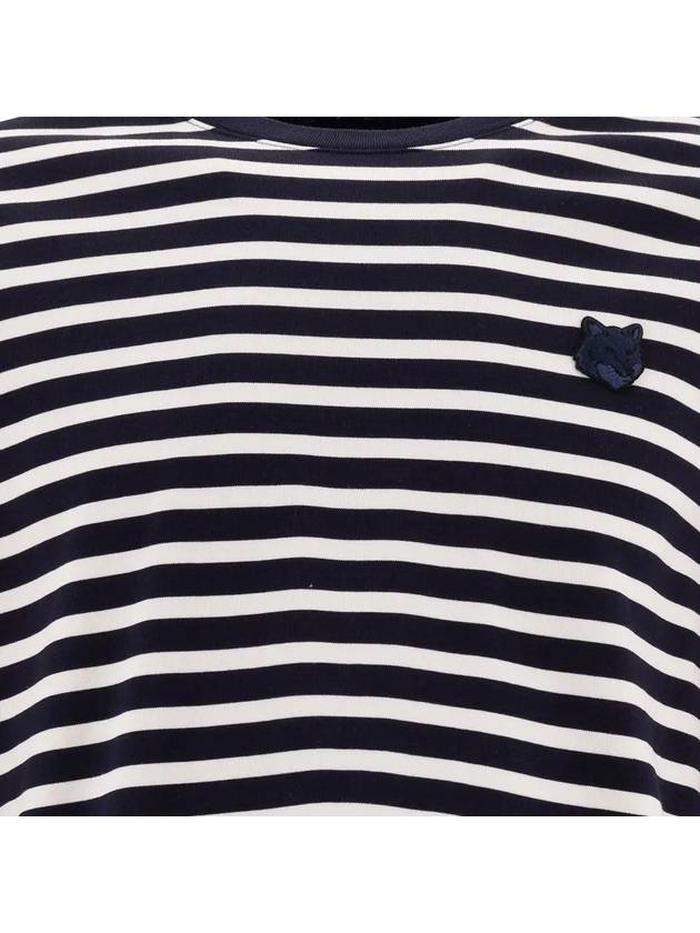 Fox Head Stripe Long Sleeve T-Shirt Navy - MAISON KITSUNE - BALAAN 4