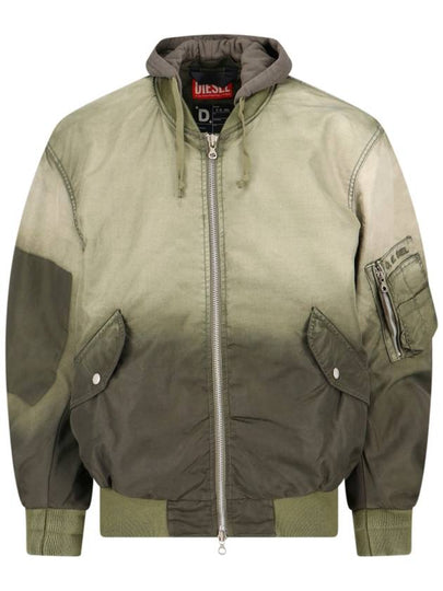 Nylon Satin Bomber Jacket Green - DIESEL - BALAAN 2