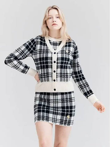 Golf Tartan Check Knit Skirt Ivory - HENRY STUART - BALAAN 1