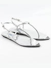 Triangle Logo Brushed Leather Flat Sandals Silver - PRADA - BALAAN 2