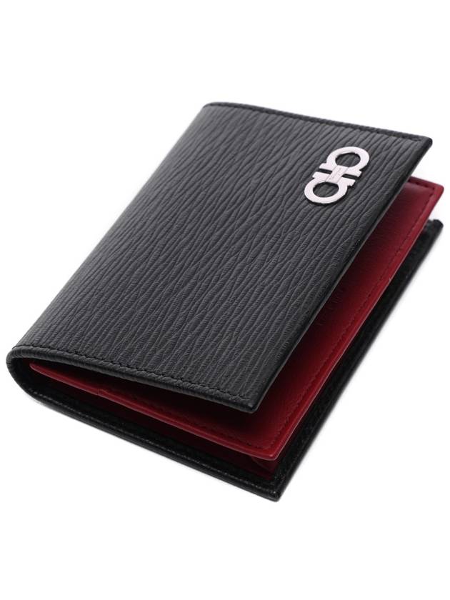 Salvatore Revival Gancini Bicolor Card Wallet Black - SALVATORE FERRAGAMO - BALAAN 6