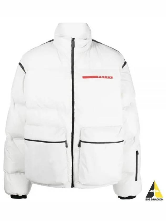 Logo Nylon Convertible Down Padded Jacket White - PRADA - BALAAN 2