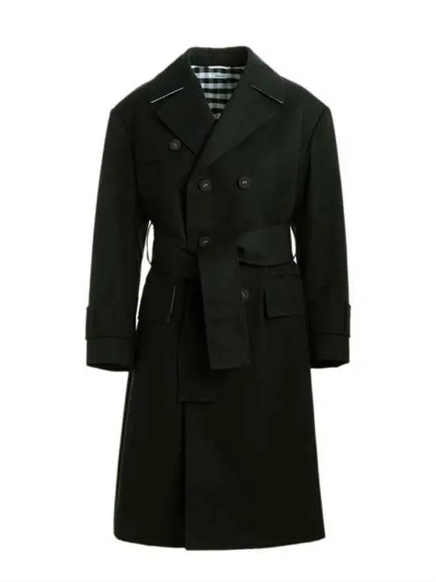 oversized belted trench coat black - THOM BROWNE - BALAAN.