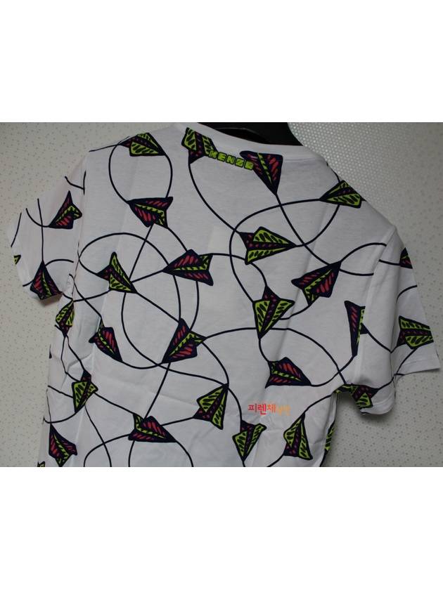 White multifluorescent airplane shortsleeved tshirt - KENZO - BALAAN 6