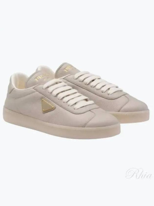 Leather Low Top Sneakers Pumice Stone - PRADA - BALAAN 2