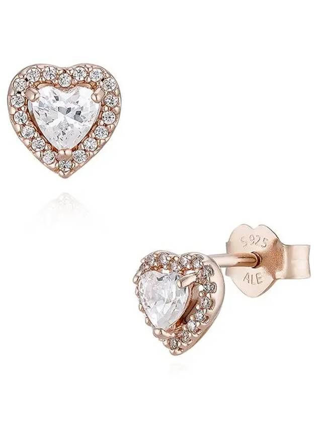 Sparkling Elevated Heart Stud Earrings Rose Gold - PANDORA - BALAAN 5