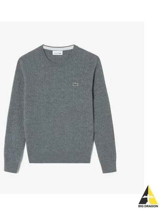 Women s Cable Crewneck Sweater Gray - LACOSTE - BALAAN 1