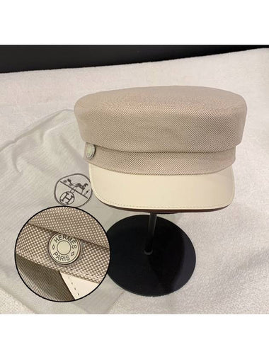 Hermes Hat Deauville Plain Air Cap Calfskin Cotton Beige - CHANEL - BALAAN 1