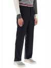 Low Rise Backstrap Super 120 Twill Straight Pants Navy - THOM BROWNE - BALAAN 3