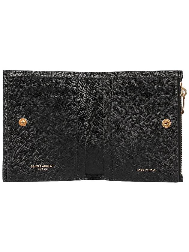 Uptown Compact Grain De Poudre Embossed Leather Halfwallet Black - SAINT LAURENT - BALAAN 5