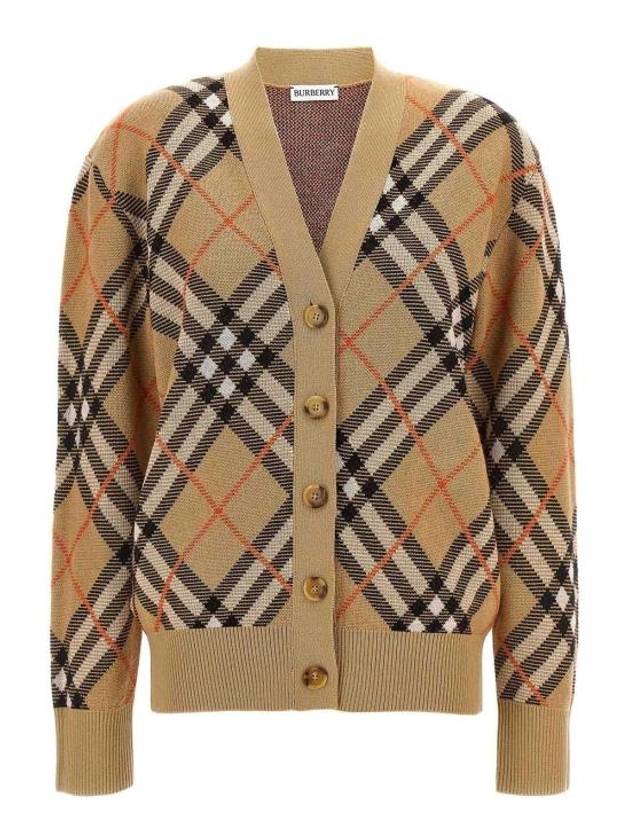 Check Wool Blend Cardigan Beige - BURBERRY - BALAAN 2